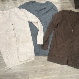 SHEIN cardigan sweaters (tan, grey, brown), Size Small